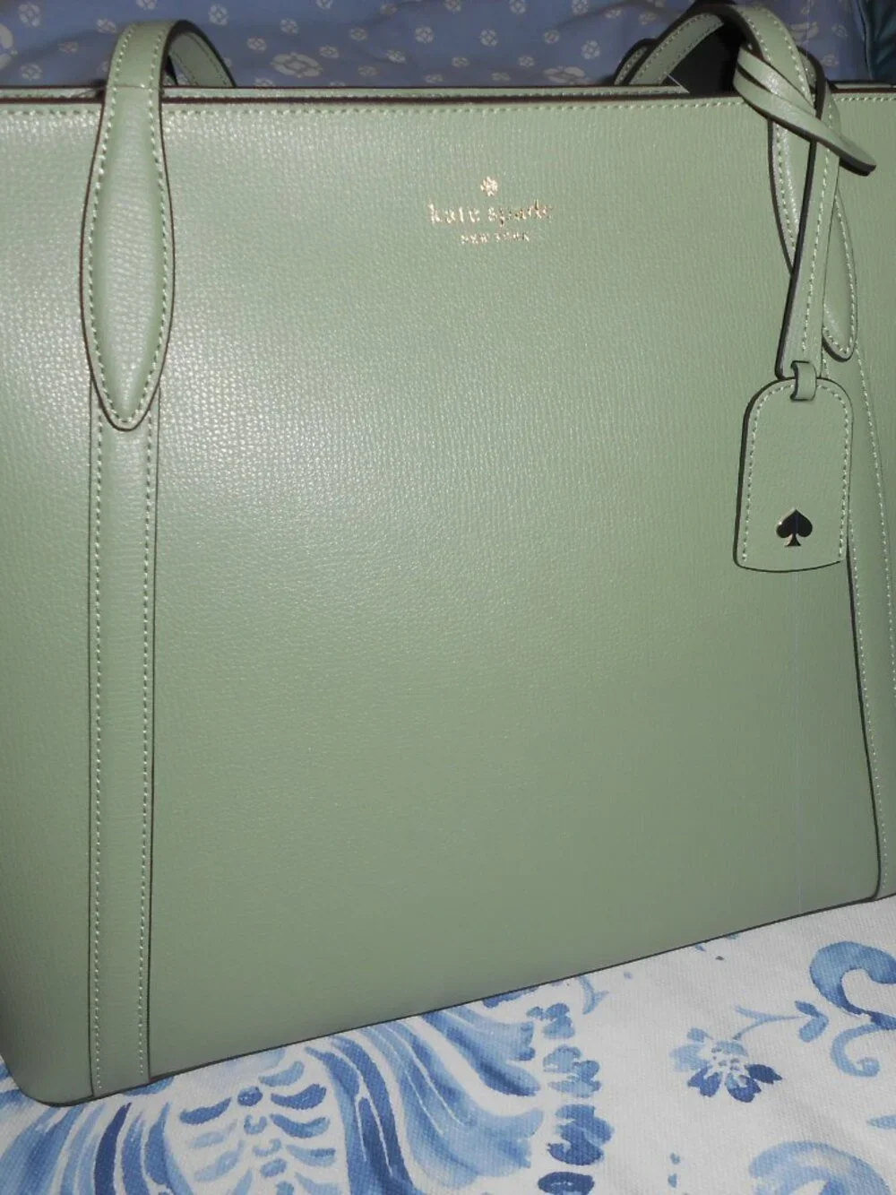 NWT Kate Spade Balsam Green Leather Large Tote Very Elegant